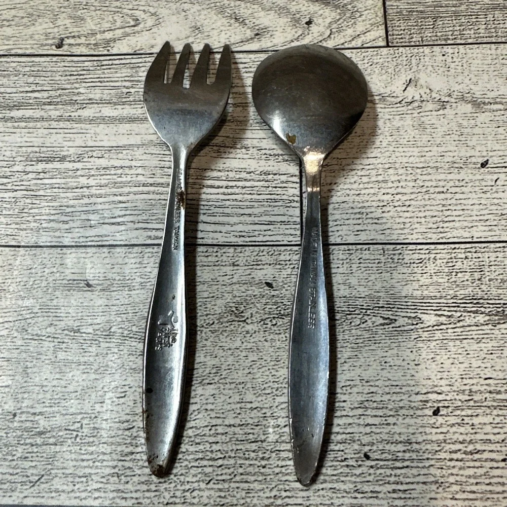 Oneida Rose Baby Fork & Spoon The First Years Flatware Stainless Steel Vintage‎